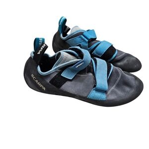 Scarpa Origin Mens Climbing Shoes Gray Cyan Blue Hook Loop 46 EU 12 US